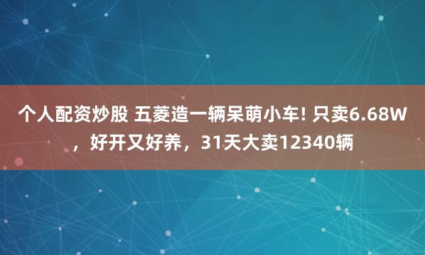 个人配资炒股 五菱造一辆呆萌小车! 只卖6.68W，好开又好养，31天大卖12340辆