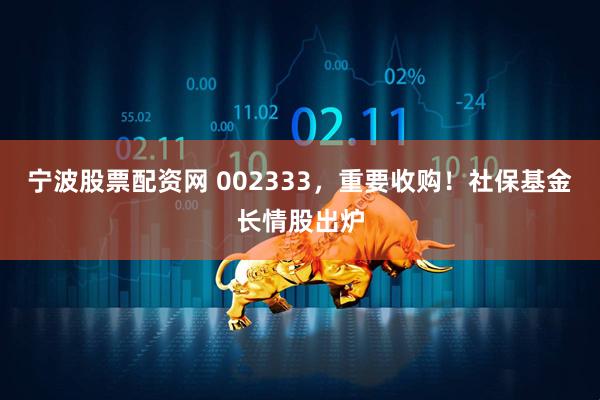 宁波股票配资网 002333，重要收购！社保基金长情股出炉